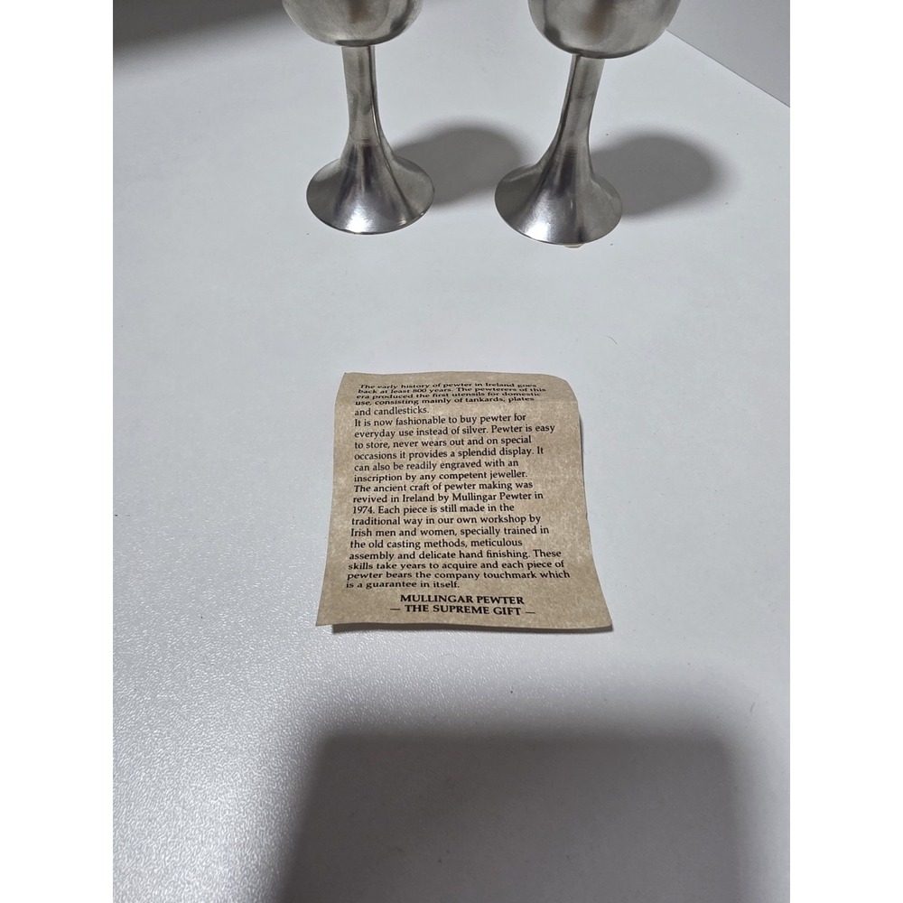Mullingar Pewter Irish Claddagh Goblets Set of 2 Handcrafted Ireland Wine Cups - Picture 9 of 9